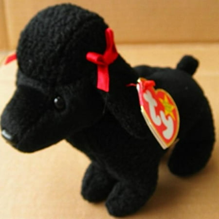 Toy Poodle Dog - TY Beanie Babies GiGi the Poodle Dog Stuffed Animal Plush Toy - 7 inches long - Black