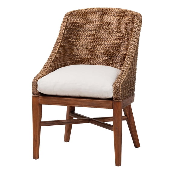 bali & pari Seagrass Dining Chair with Mahogany Wood Frame, Brown Wash