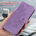 thumbnail image 6 of for iPhone 16 Wallet Case for Women, with Card Holder Embossed Mandala Flower Flip PU Leather Magnetic Protective Kickstand Cover with Lanyard for iPhone 16, Purple, 6 of 7