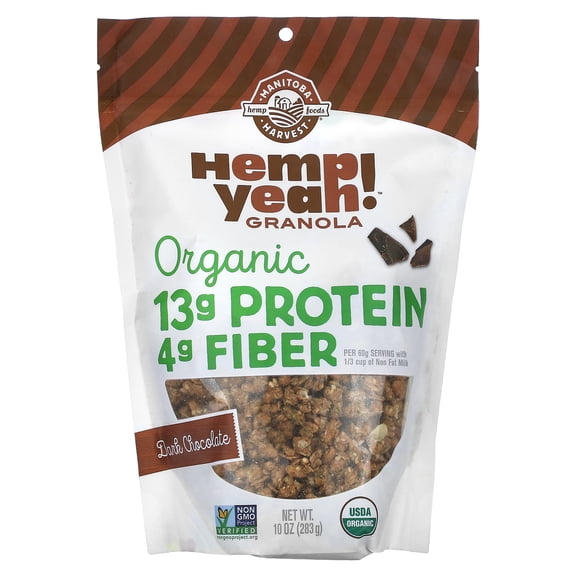 Manitoba Harvest Organic Granola, Hemp Yeah! Dark Chocolate Granola, Organic Vegan Cereal, 10 oz