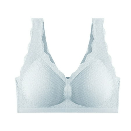 

EHTMSAK Women s Wireless Push Up Bra Stretch Seamless Sports Bra Light Gray Medium