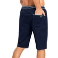 thumbnail image 6 of TKKCS Mens Cotton Drawstring Shorts with Pockets- Elastic Waist Flat Front Summer Casual Knee Length Regular Fit Beach Shorts Dark Blue Size XL, 6 of 9
