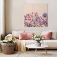 thumbnail image 5 of Pink Blue Spring Floral Wall Art Painting on Canvas, Rustic Summer Flower Botanical Canvas Art Home Prints Wall Art Framed Modern Artwork for Living Room Bedroom Wall Decor 8x8in, 5 of 9