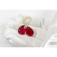 thumbnail image 3 of 14k Yellow Gold Filled Hot Fuchsia Pink Simulated Sapphire Earrings Faceted Teardrops Simple Drops 1.4" Designed for Adult Women, 3 of 5
