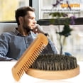 thumbnail image 2 of Men Boar Bristle Brush Beard Comb Mustache Wood Shaving Tool Hair Face Cleaning, 2 of 8
