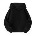 thumbnail image 5 of Domzest Boys & Girls Plain Hoodies Casual Long Sleeve Loose Fit Hooded Sweatshirt 2026 Trendy Basic Pullover Sweatshirts Black 150 Age:11-12Y, 5 of 6