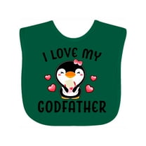 Inktastic I Love My Godfather with Cute Penguin and Hearts Girls Baby Bib
