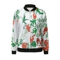 thumbnail image 5 of Luwomo Womens Jackets Lightweight Zip Up Long Sleeve Zipper Floral Print Loose Fit Sports Outwear Regular Blouses Green,2XL, 5 of 8