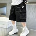 thumbnail image 6 of TIREOW Boys Mid Length Cargo Denim Shorts Casual Elastic Waist Trendy Jeans Shorts with Multi-Pockets Summer Outdoor Shorts, 6 of 8