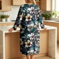 thumbnail image 6 of ZHYou Plus Size Midi Dresses for Women Floral Printed Long Sleeve Round Neck Loose Casual Nightgown Loungewear Sleep Dresses,Multicolor,Size XL, 6 of 7