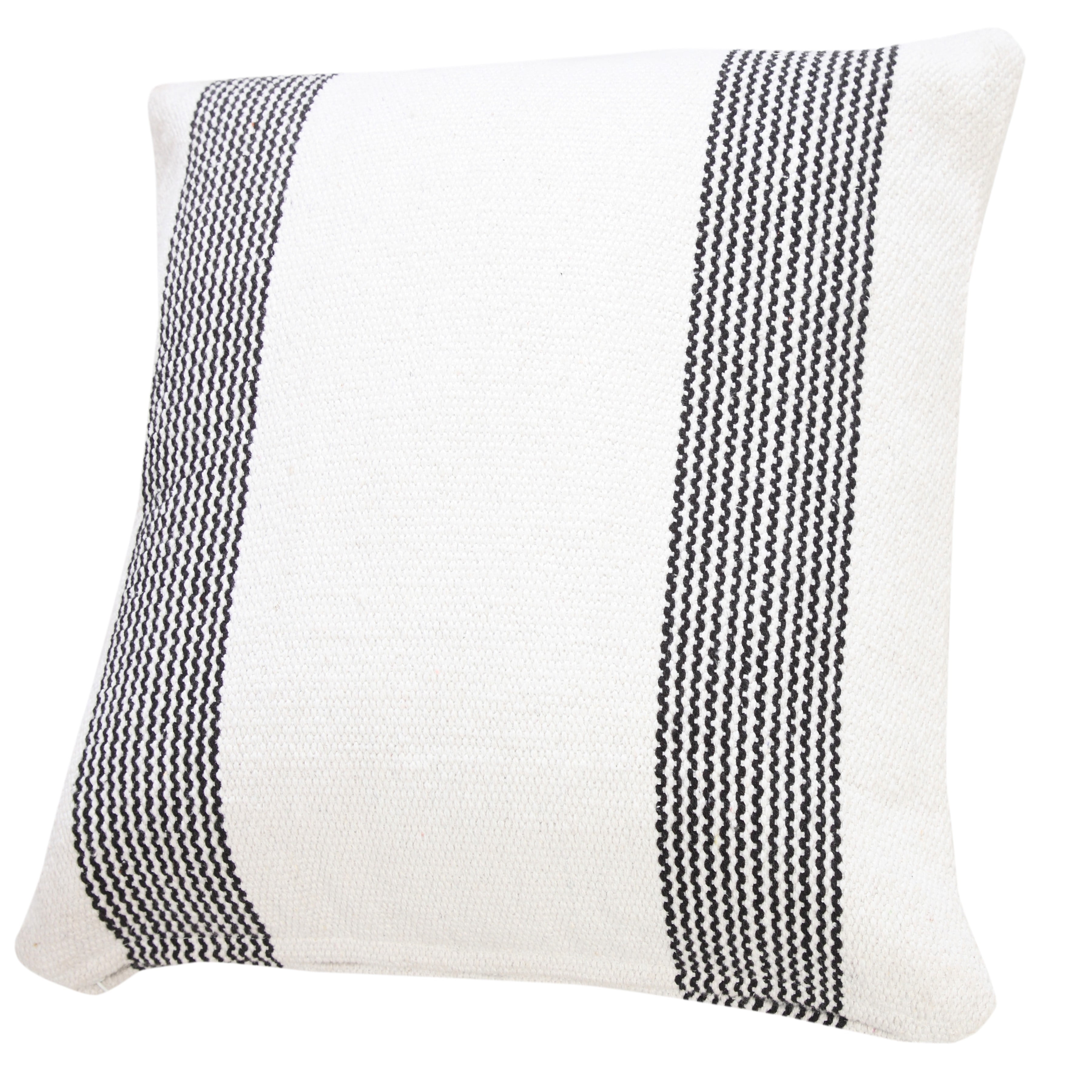 Ox Bay Cassidy Black/White Striped Cotton Adult Decorative Throw Pillow