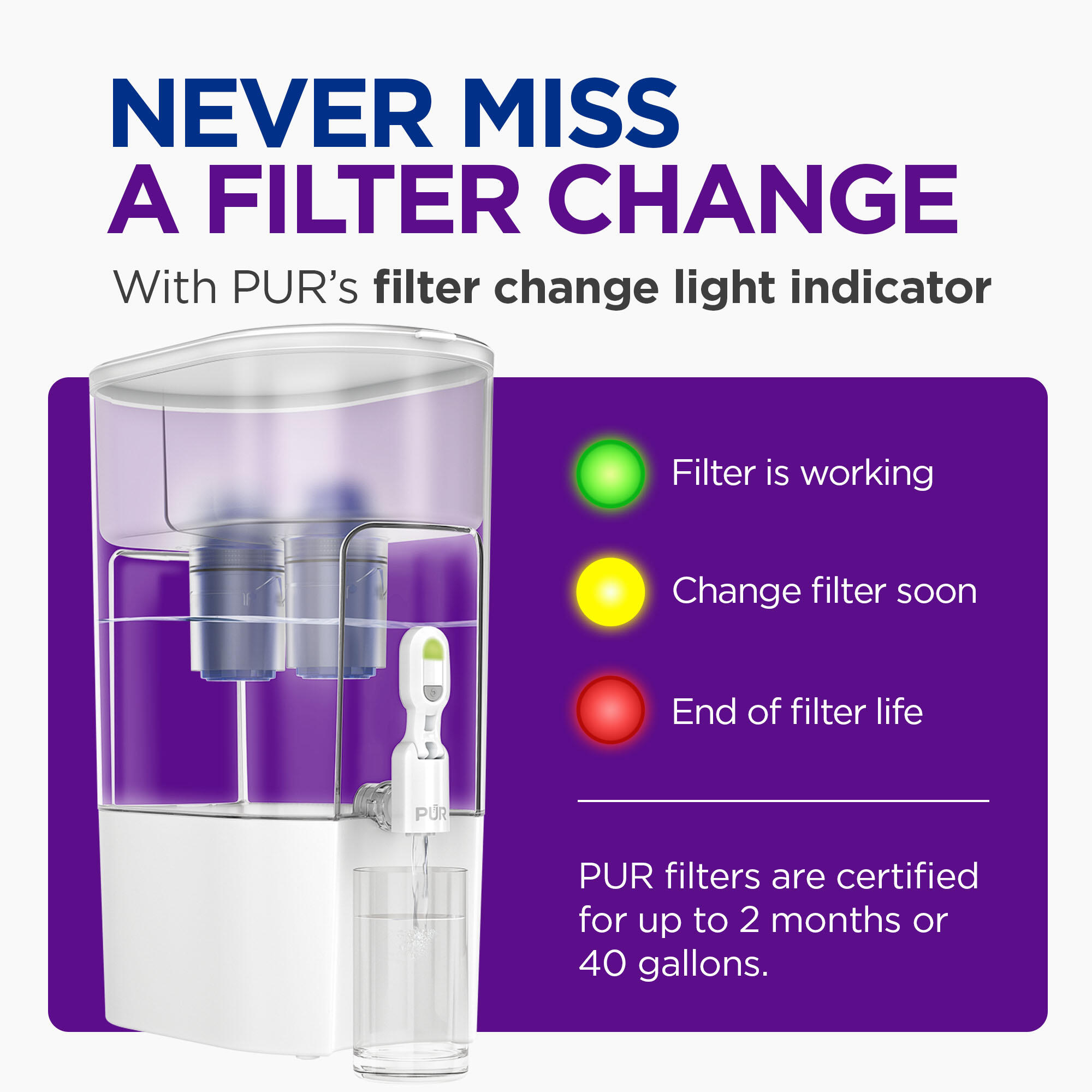 PUR 44-Cup XL Water Filter Dispenser with 2 Filters, White photo 7