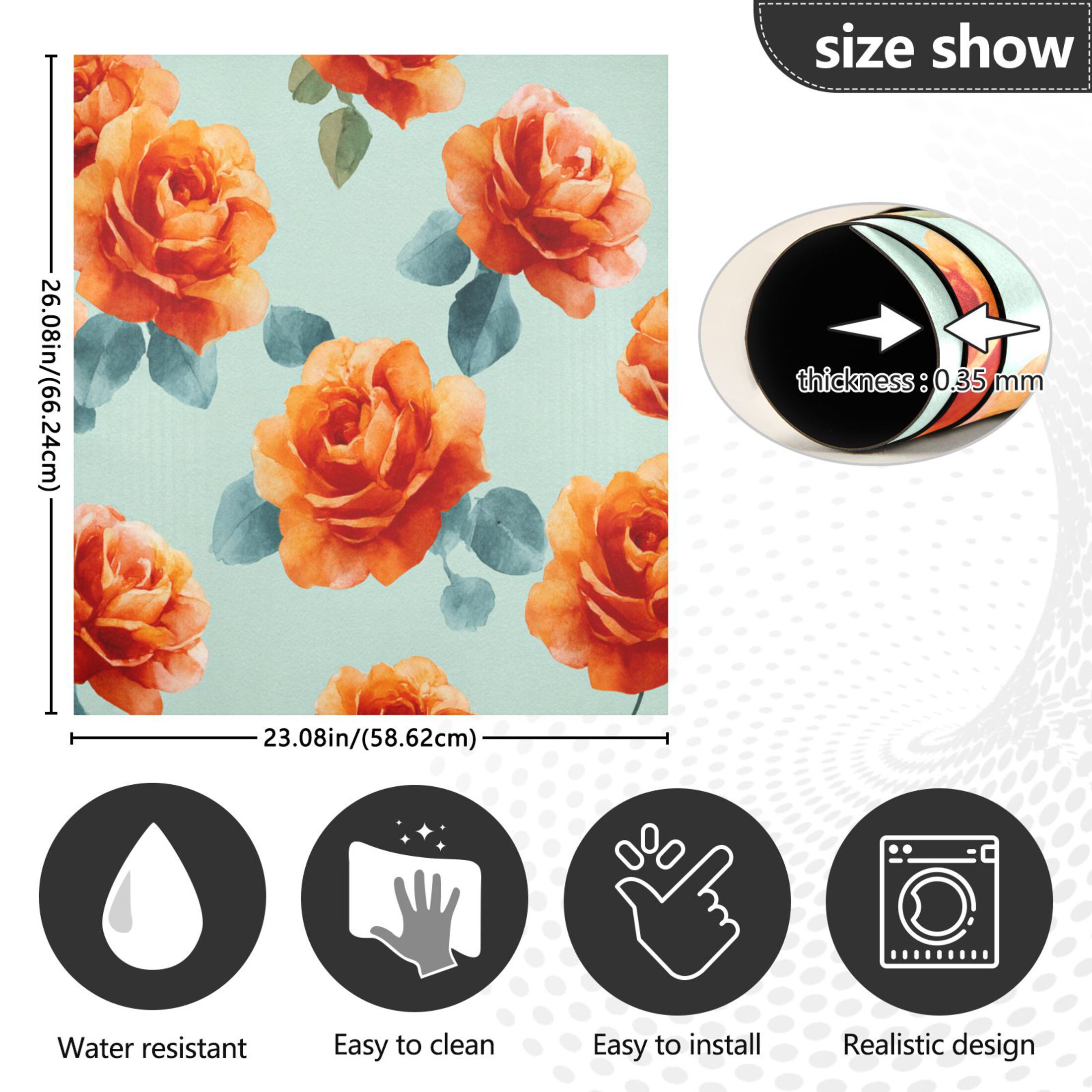 Dishwasher Magnetic Refrigerator Magnet Cover Sticker Home Decorative 23"x26" Yellow-orange Roses Pattern