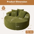 thumbnail image 4 of XIZZI 58.26" Round Chaise Lounge Chair, Oversized Upholstered Sleeper Sofa Bed with Plush Corduroy, Sturdy Sprung Support,Cloud Couch for Living Room Bedroom, Green, 4 of 9