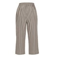 thumbnail image 5 of FAIWAD Womens Stripes Cotton Linen Capri Pants Loose Elastic Waist Casual Versatile Pants with Pockets, 5 of 7