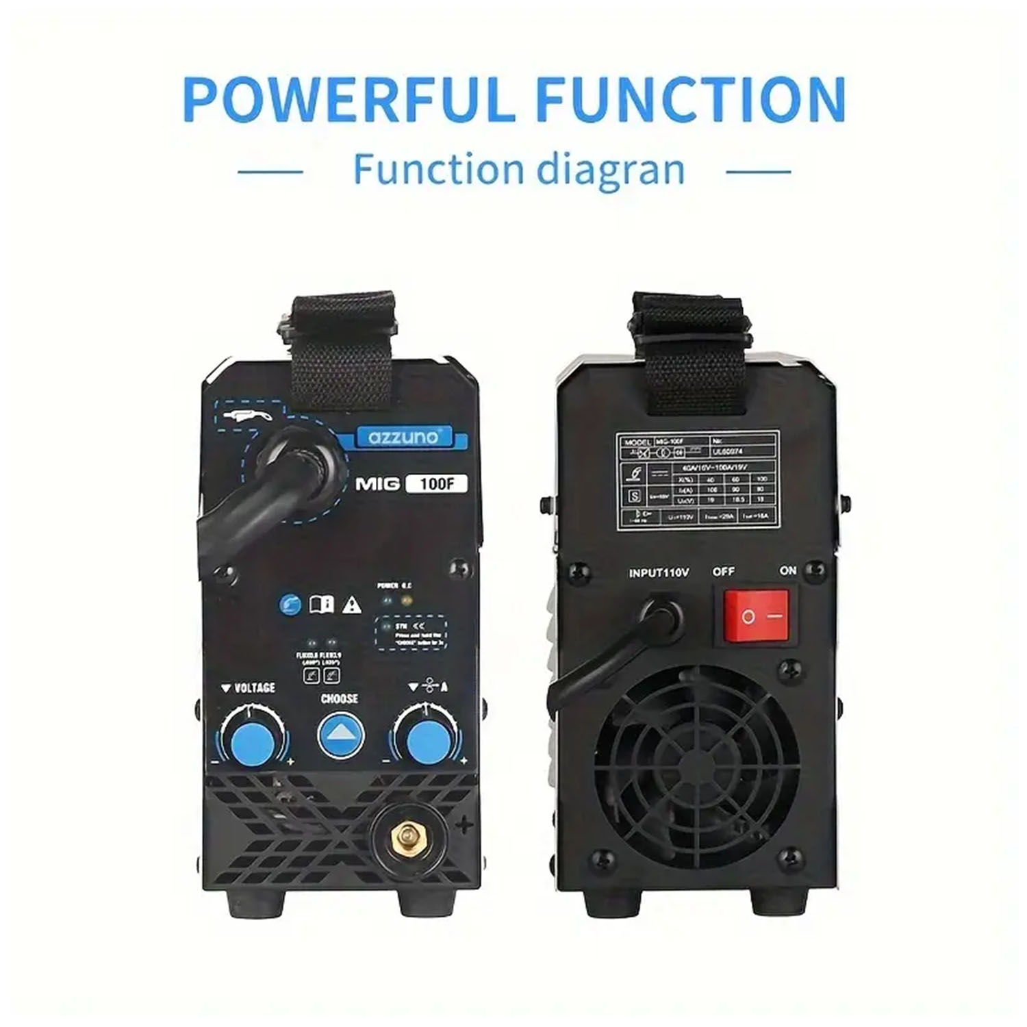 AZZUNO Portable MIG Welder 100A 110V Gasless Flux Core Wire IGBT Welding Machine