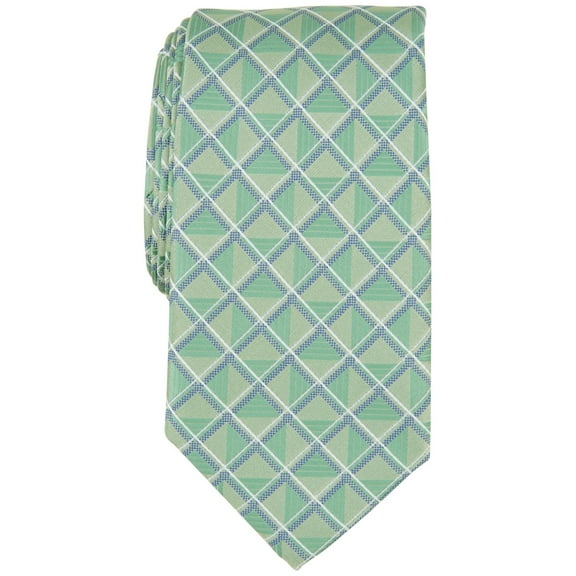 Perry Ellis Mens Tie Necktie One Size Green Karmen Grid