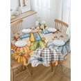 thumbnail image 2 of Round Tablecloth Scarecrows Pumpkins Thanksgiving Fall Waterproof Oil Proof Polyester Table Cloth Cover Decor for Home Dining Outdoor,Patio,Parties, 54" Dia. Farmhouse Autumn Leaves, 2 of 9