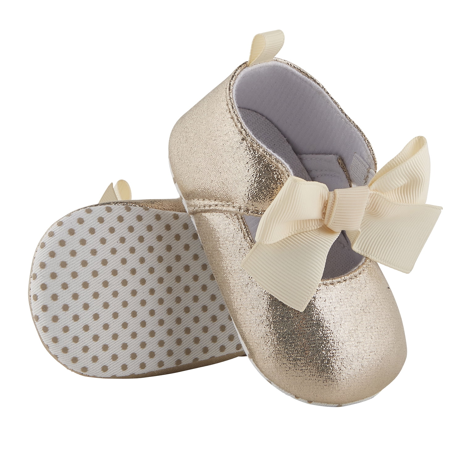 gold branded baby shoes