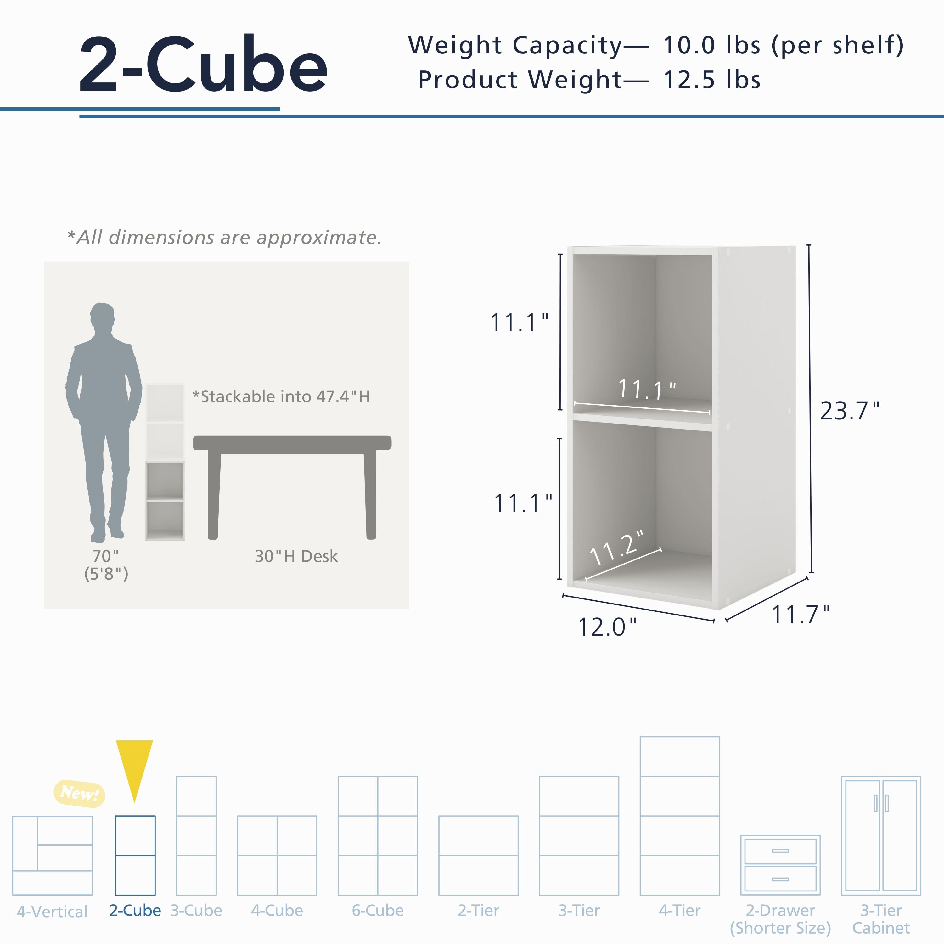 Join Stackable 2-Cube Wood Taupe Grey Bookcase