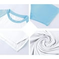 thumbnail image 3 of Blusas y camisas de manga corta y cuello redondo para hombre. Blusa de manga corta con cuello redondo, elástica, de color liso y empalmada., 3 of 4