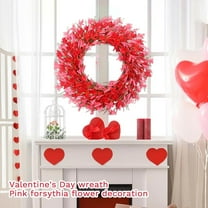 22 Inches Valentines Day Wreath Pink Valentine Wreath for Front Door Colorful Valentine Door Wreaths Red Pink Forsythia Wreaths for Yard Wedding Indoor Porch Wall Outside (Heart-Shaped Wooden Plaque)