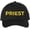 Black/Gold, variant on Priest Embroidered Baseball Cap | Text Father Pastor Leader Group Church Trip Structured Cap (Grey/Black)