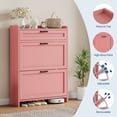 thumbnail image 3 of Organisateur d'Armoire à Chaussures Moderne - Rangement Caché avec 2 Tiroirs Rabattables - Étagère d'Entrée Autoportante Compacte - MDF avec Poignée en Métal, 3 of 9