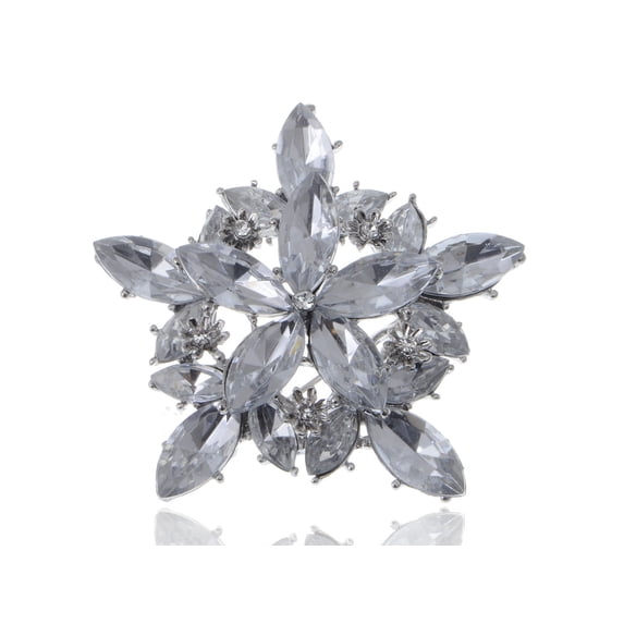 ALILANG Almond Clear Rhinestone Crystal Rhinestone Flower Snowflake Winter Brooch Pin