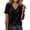 Black, variant on Women's Summer Lace Plain V Neck Lace Elegant Shirt Fashion Solid Blouse Short Sleeve Tops Beige L
