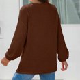 thumbnail image 5 of Long Sleeve Shirts for Women Waffle V Neck Trendy Oversized Loose Pullover Fall Casual Tunic Tops Coffee 2XL, 5 of 6