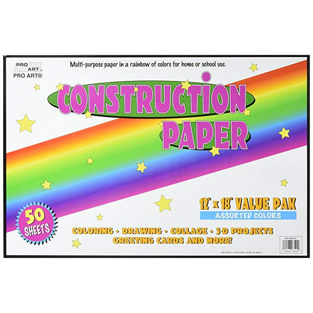 Pro Art Large Construction Paper Bulk 12x18 Assorted Colors 150 Sheets