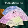thumbnail image 1 of Folding Fan Anti-deform Chinese Style Bamboo Tassel Flower Printed Handheld Fan for Home, 1 of 7