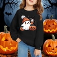 thumbnail image 1 of Chandail à Col Rond à Manches Longues pour Enfants, Décontracté et Tendance, Imprimé 2D d'Halloween, Noir, 1 of 6