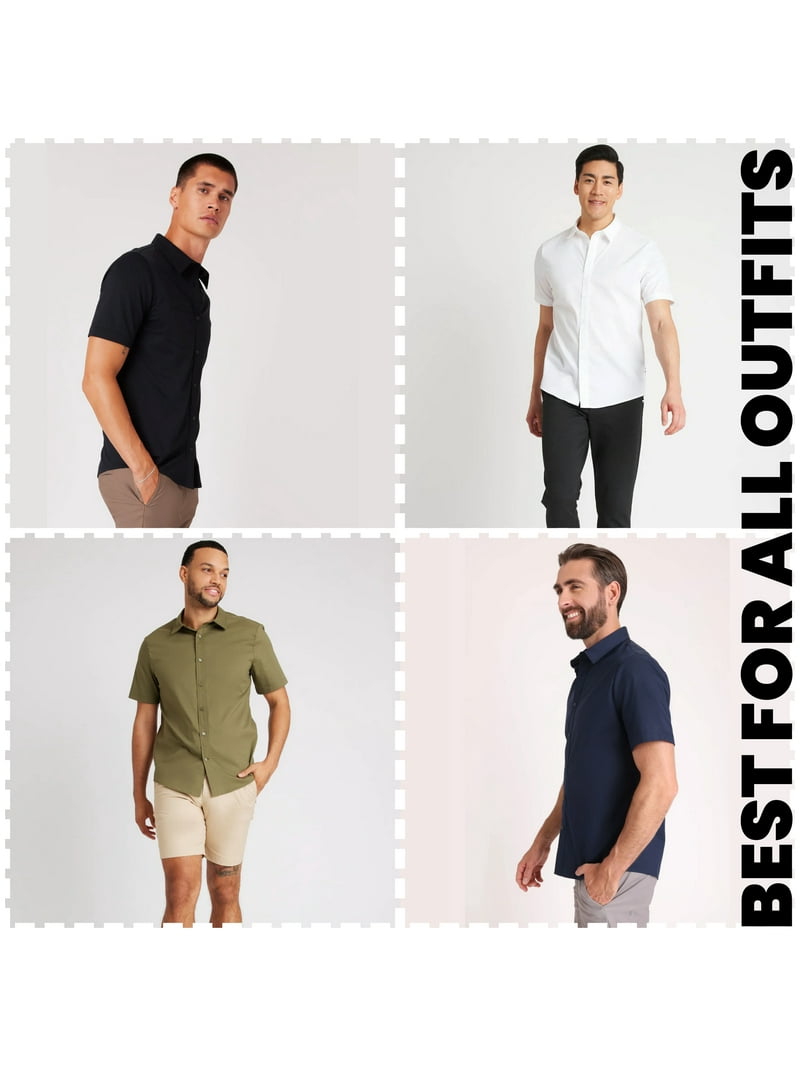 walmart mens short sleeve dress shirts Men's Short Sleeve Casual Shirts for Every Style
