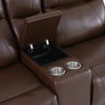 thumbnail image 5 of MAYEERTY Power Reclining Loveseat, Electric 2-Seat Leather Recliner with USB Charging, Storage & Cup Holders for Living Room, Reddish Brown, 5 of 7