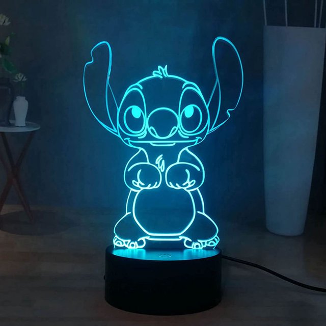 Lámpara de noche LED 3D de Stitch, lámpara de noche de Stitch, 16 colores, lámpara de escritorio 3D decorativa, luz nocturna con control remoto táctil y alimentación por USB para niños.