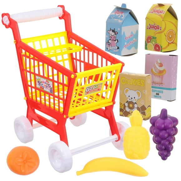 1 juego de casita de juguete para niños, divertido carrito de compras (rojo)