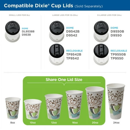 Dixie Disposable Paper Hot Cups, 5338DX, 8 Fl. Oz., Coffee Dreams Design, 500 Count