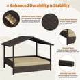 thumbnail image 5 of Yaheetech Outdoor Rattan Dog House with Canopy and Foam Cushion, Brown/Khaki, 5 of 7