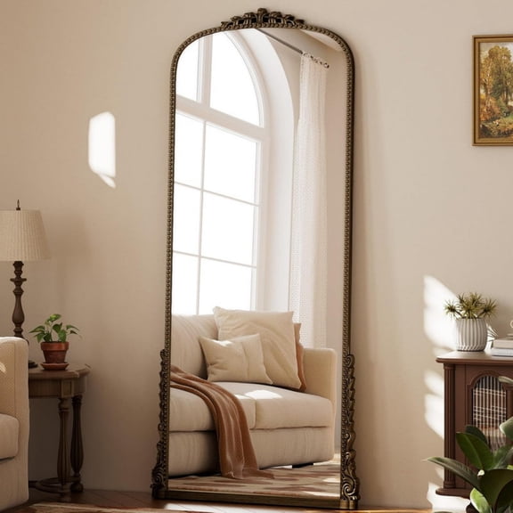 SHATTERVUE 69"x 28" Vintage Arched Full Length Mirror Decor Floor Mirror, Antique Bronze