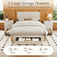 thumbnail image 3 of Brafabhome Queen Bed Frame with Upholstered Headboard, Modern Wood Platform Bed Frame with 3 Storage Drawers, No Box Spring Needed, Beige Linen, 3 of 9