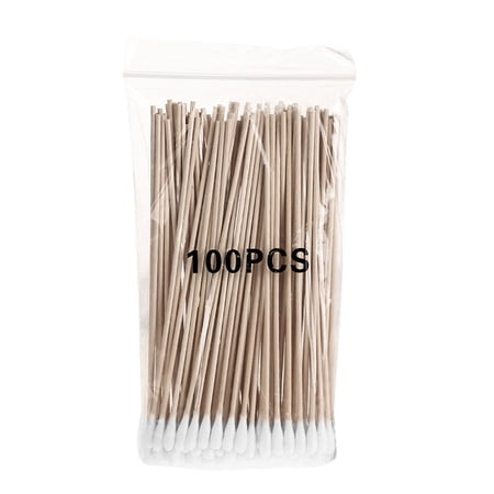 TureClos 100pcs Wood Cotton Head Swabs Makeup Cosmetic Jewelry Cleaning Buds Tips 15cm Single Head
