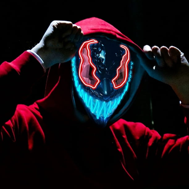 Melliful Halloween Led Mask for Kids, Scary Led Light Up Venom Mask with 3 Lighting Mode Wire for Festival Cosplay Costume Parties Carnival for Adults Kids - Walmart.com