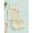 thumbnail image 2 of Franhais Baby Girls Knitted Shorts Set, Sleeveless Camisole with Elastic Waist Shorts Solid Casual Outfit, 2 of 9
