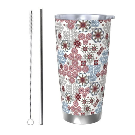 

Gaeub Abstract Floral Print 20-Ounce Stainless Steel Car Cup Tumblers Cups with Lids and Straw Coffee Cups for Adults Kids Home Car Office School Travel Party-Straw Two-piece Set