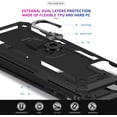 thumbnail image 4 of For Samsung Galaxy S25 EDGE Shockproof Hybrid Dual Layer PC + TPU with Metal Ring Kickstand Heavy Duty Armor Shell Cover, XPM Phone Case [Black], 4 of 9