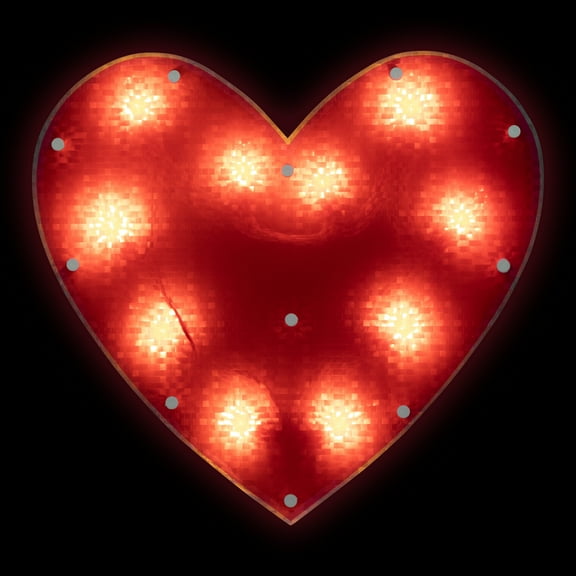 13" Lighted Shimmering Red Heart Valentine's Day Window Silhouette