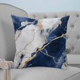 thumbnail image 4 of 20x20 Pillow Covers Set of 2, Marble Navy Blue Throw Pillow Covers Decorative Couch Cushion Case, Abstract Gold White Brick Stone Motif Microfiber Square Pillowcases for Bedroom Car Living Room, 4 of 7