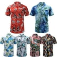 thumbnail image 2 of HAOYUNL Mens Hawaiian Shirt Flower Shirts Button Shirts Print Shirt Linen Casual Summer Clothes S-2XL, 2 of 9